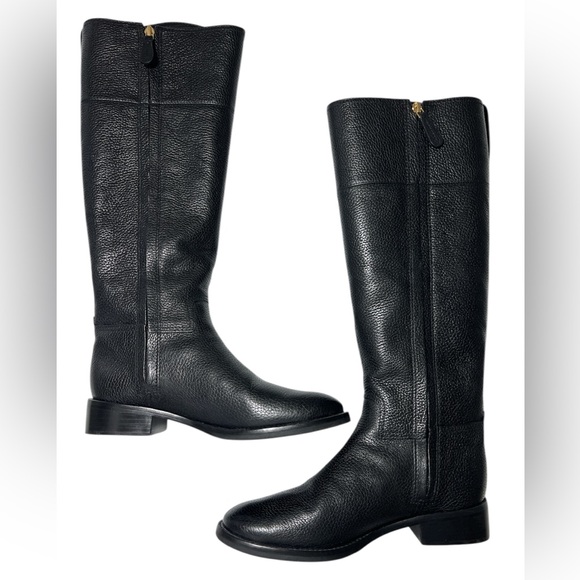 Tory Burch Junction Riding Boot in Black Tumbled Leather with box - Picture 11 of 16